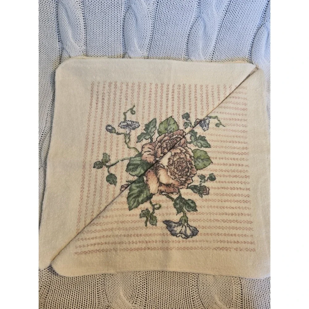 Vintage Louis Nichole Floral Washcloth Set of 2 NWOT Pink Rose Cottagecore 1988